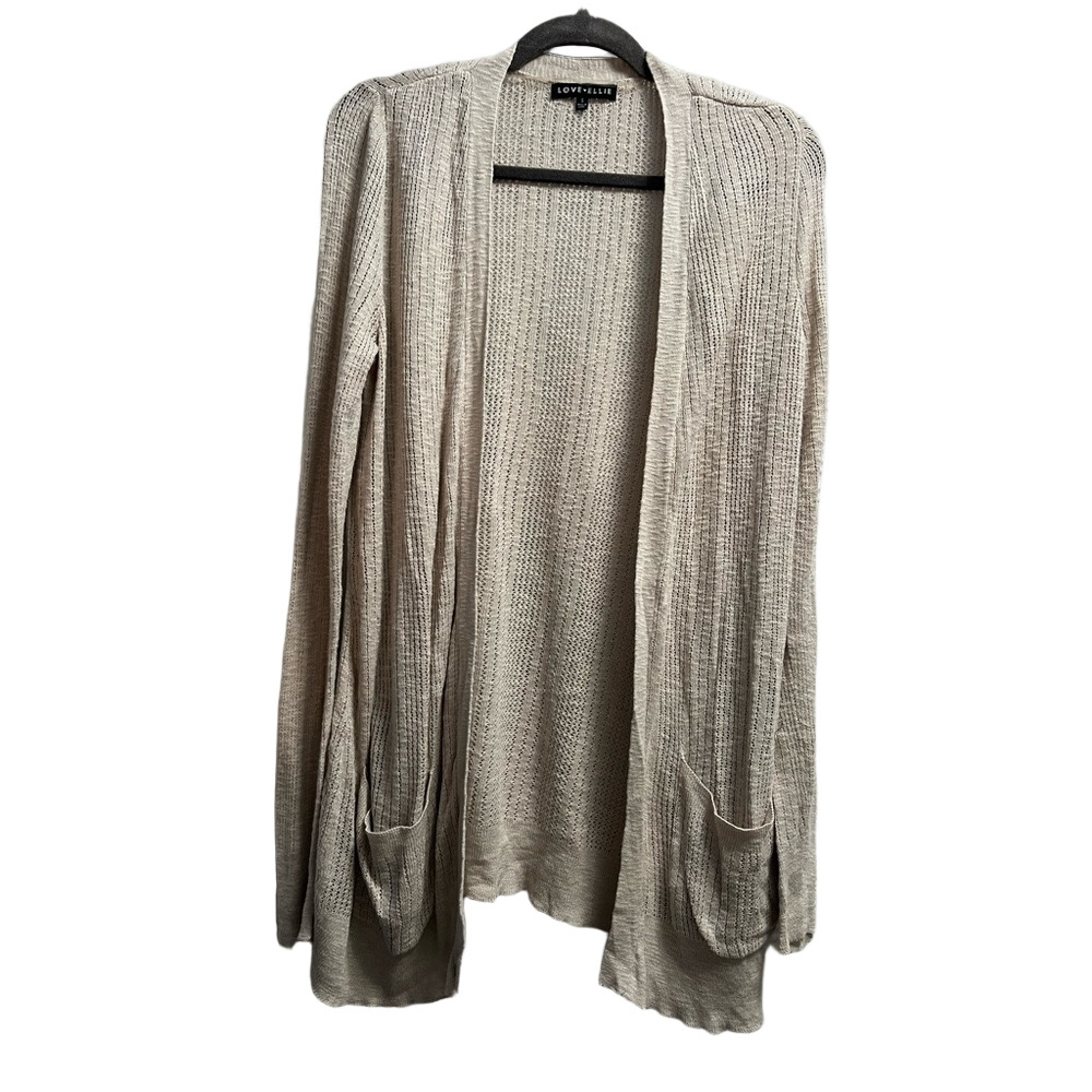 Pointelle knit Open-Front Cardigan Size Small